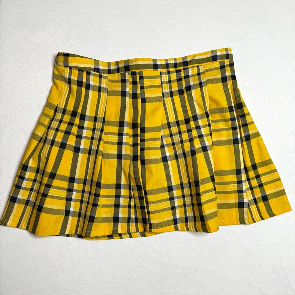 Jolie& Joy Yellow Plaid Pleated Mini Skirt Size XXL Y2K Skater